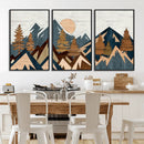 Abstract Wood Panel Effect Mountain Range Top Wall Art