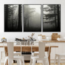 Misty Forest Wall Art Premium Canvas Print a Foggy and