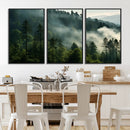 Misty Forest Wall Art Premium Canvas Print a Foggy and