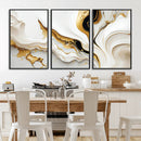 Gold Waves on Pure White Canvas – Gold Abstract Art for