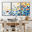 Abstract Fish Shoal Wall Art Canvas Print, Colorful Fish