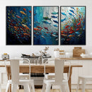 Modern Abstract Fish Shoal Wall Art Canvas Print, Colorful