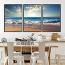 Serene Ocean Sunset Canvas Wall Art - Beach Waves at Sunset,