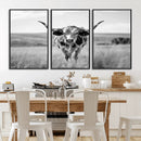Texas Cow Longhorn Wall Art Canvas Print for Farm House Wall