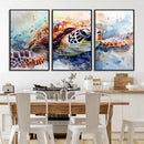 Watercolor Sea Turtle Wall Art Canvas Print - Vibrant Ocean