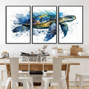 Turtle Wall Art Canvas Print, Framed Watercolor Turtle Art