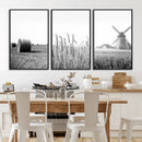 Vintage Farmhouse Black and White Triptych Wall Art – Giclee