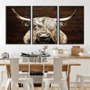 Highland Cow Wall Art Canvas Print, Rustic Farmhouse Decor,