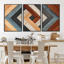 Geometric Wood Art Wall Decor Canvas Print, Rustic Wooden