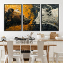 Bear and Bull Wall Art Canvas Print – Abstract Animal