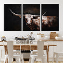 Texas Longhorn Wall Art Canvas Print | Western Ranch Decor |