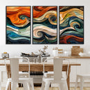 Abstract Wave Wall Art | Ready to Hang Framed Canvas Print |