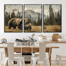 Rustic Grizzly 399 Bear Family Wall Art Canvas Print