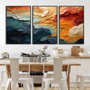 Blue Orange Abstract Wave Wall Art Canvas Print, Framed Blue