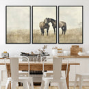 Chines Style Grunge Horses Wall Art Canvas Print