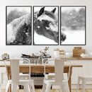 Black Horse Winter Wall Art | Ready to Hang and Framed |