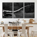 Cow Longhorn Wall Art | Black and White Print | Ready to by MyGreatCanvas | Canvas Wall Art Prints | Photo Prints & Wall Decor