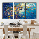 Colorful Swirling Fish School Wall Art Canvas Print |