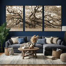 Sepia Framed Angel Oak Tree Wall Art - 3-Panel Canvas