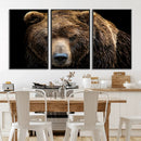 Grizzly Brown Bear Canvas Wall Art, Wildlife Animal Canvas