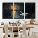 Abstract Swan on Water Wall Art Canvas Print - Elegant