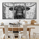 Abstract Longhorn Bull Wall Art Canvas Print - Rustic Texas