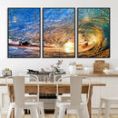 Ocean Wave at Sunset Canvas Wall Art – Vibrant Coastal Beach