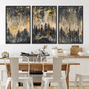 Golden Forest Abstract Wall Art | Dark Forest with Gold