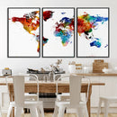 Colorful World Map Canvas Wall Art Print, Contemporary