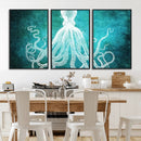 Green Octopus Abstract Wall Art Canvas Print