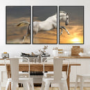 Large Wall Art Canvas Print – White Jumping Horse Sunset