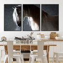 Large Wall Art Cream Colored Horse on Grey Background Canvas