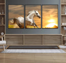 Large Wall Art Galloping White Horse at Sunset Canvas Print