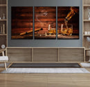 Whiskey and Cigar Wall Art Canvas | 3 Panel Bar Room Decor by MyGreatCanvas | Canvas Wall Art Prints | Photo Prints & Wall Decor