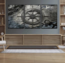 Ship Steering Wheel Vintage Wall Art Canvas Print