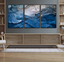 Navy Blue Canvas Art Abstract Print – Elegant Triptych
