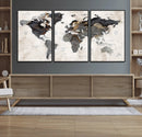 Abstract Map Printing - Modern World Map Canvas Wall Art for