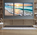 Sunset Beach Waves Canvas Wall Art – 5-Panel Ocean Sunset by MyGreatCanvas | Canvas Wall Art Prints | Photo Prints & Wall Decor