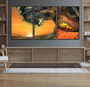 Surf Wave Sunset Canvas Wall Art Print, 3-Panel Ocean