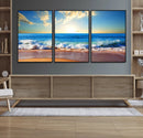 Tropical Beach Sunset Canvas Art, Ocean Waves and Sandy