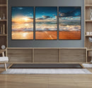 Golden Sunset Beach Triptych Canvas Art, Giclee Coastal Wall by MyGreatCanvas | Canvas Wall Art Prints | Photo Prints & Wall Decor