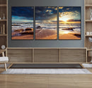 Golden Hour Beach Sunset Canvas Triptych, Ocean Waves and by MyGreatCanvas | Canvas Wall Art Prints | Photo Prints & Wall Decor
