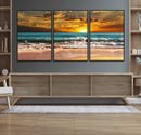 Golden Sunset Beach Canvas Wall Art – Triptych Seascape by MyGreatCanvas | Canvas Wall Art Prints | Photo Prints & Wall Decor