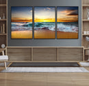 Golden Sunset Ocean Waves Wall Art Canvas Print – Multi