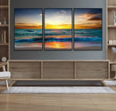 Vibrant Ocean Sunrise Over Golden Beach Waves, Giclee Canvas