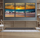 Ocean Sunrise Over Golden Beach Waves, Giclee Canvas Wall