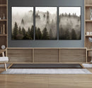 Foggy Mountain Wall Art | 3-Panel Foggy Forest and Mountain