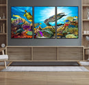 Aquatic Life Sea Turtles Fish Wall Art Canvas Print