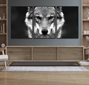 Black and White Wild Wolf Wall Art Canvas Print