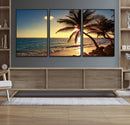 Sunset Palm Trees Wall Art Canvas Print